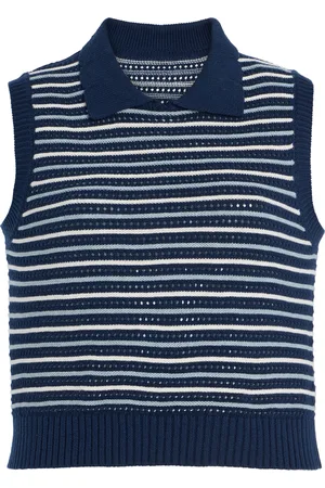 Matthew Bruch Striped Cropped Cotton-Blend Top, , XS