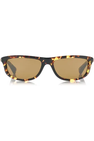 Bottega Veneta Slim Square-Frame Tortoiseshell Acetate Sunglasses, , OS