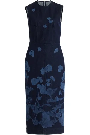 Erdem Printed Denim Midi Dress, , UK 12