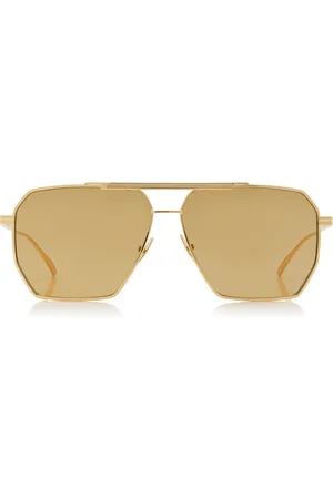 Bottega Veneta Aviator-Frame Metal Glasses, , OS