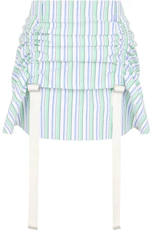Paco rabanne Strap-Detailed Striped Cotton Mini Skirt, , FR 40