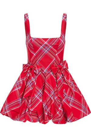 LOVESHACKFANCY Ruelle Bow-Detailed Taffeta Mini Dress, , US 4