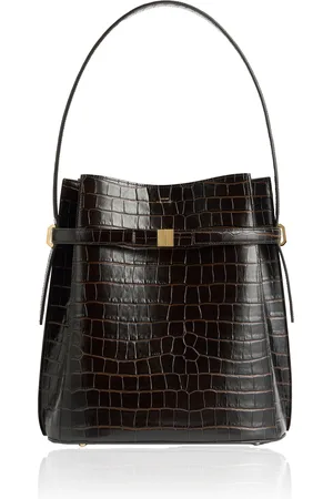 Totême Belted Croc-Effect Leather Bucket Bag, , OS