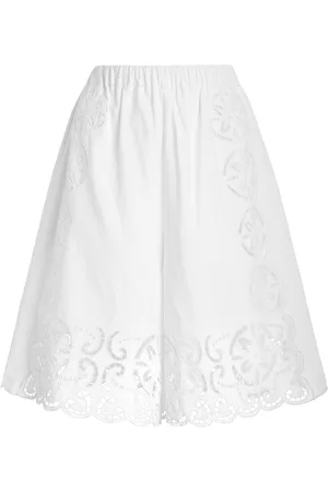 SEA Dahlia Broderie Anglaise Cotton-Linen Shorts, , S