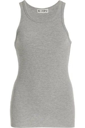 ÉTERNE High-Neck Fitted Jersey Tank Top, , M