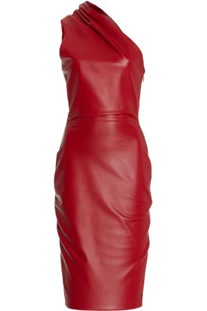 Ludovic De Saint Sernin Melrose Asymmetric Leather Midi Dress, , XS