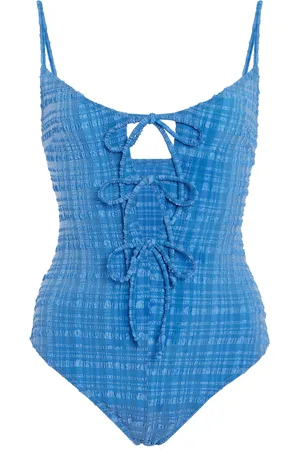Lisa Marie Fernandez Three-Tie Seersucker One-Piece Swimsuit, , XS