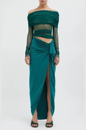 CHRISTOPHER ESBER Veiled Silk Off-The-Shoulder Top, , AU 8