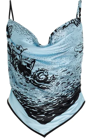 SIR Dreamwood Scarf Printed Silk Top, , 2