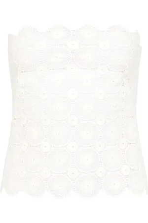 St Agni Crocheted Organic Cotton Strapless Top, , M