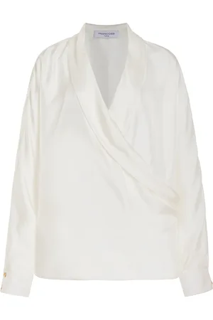 FRANCOISE Exclusive Mila Wrap-Front Silk Shirt, , FR 36
