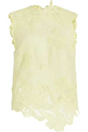 ULLA JOHNSON Marlis Embroidered Linen Tank Top, , US 2
