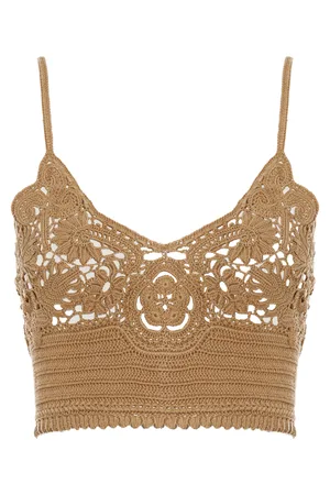 Ralph Lauren Crocheted Silk Bralette Top, , S