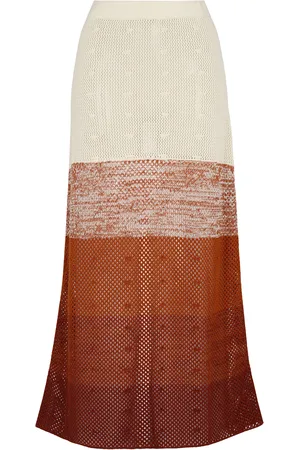Escvdo Ofrenda Paneled Cotton Knit Maxi Skirt, , XS