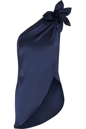 Andres Otalora Me Notas Asymmetric Silk Charmeuse Top, , US 4
