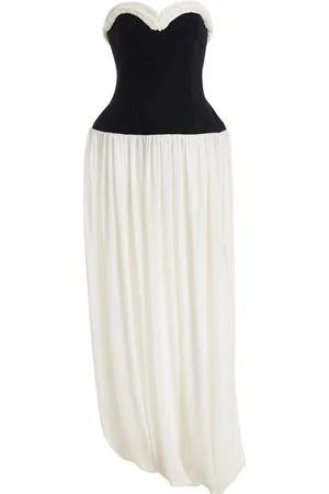 Simkhai Augusta Two-Tone Bustier Midi Dress, /white, US 4