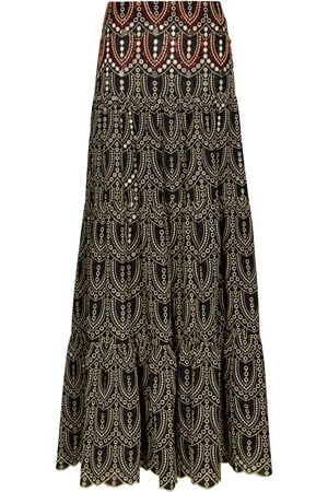 JOHANNA ORTIZ Palm Rhythm Embroidered Maxi Skirt, /white, US 10