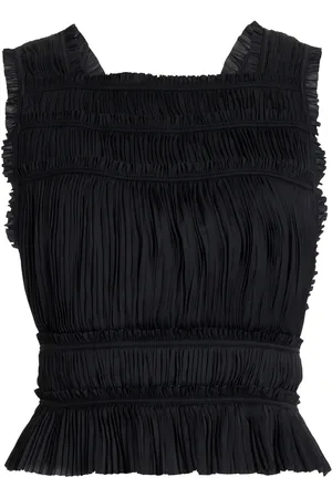 ULLA JOHNSON Ziva Plissé Satin Top, , US 6
