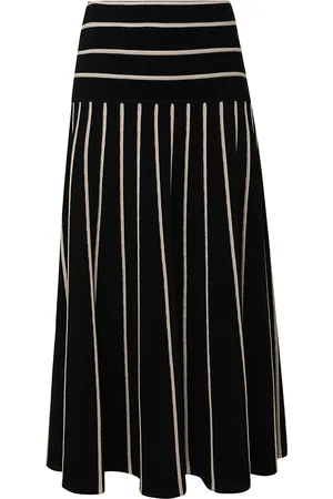 ZIMMERMANN Crush Striped Knit Midi Skirt, /white, 1