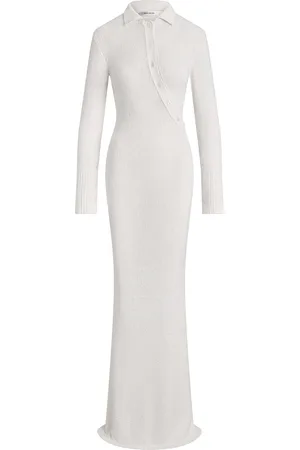AYA MUSE Helia Asymmetric Knit Cotton Polo Maxi Dress, , XS