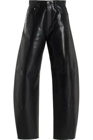 AGOLDE Luna Leather High-Rise Bow-Leg Jeans, , 32