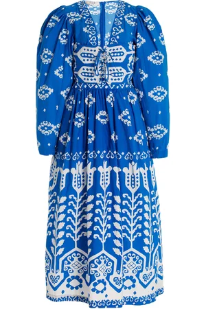SEA Sonia Printed Cotton Midi Dress, , US 10