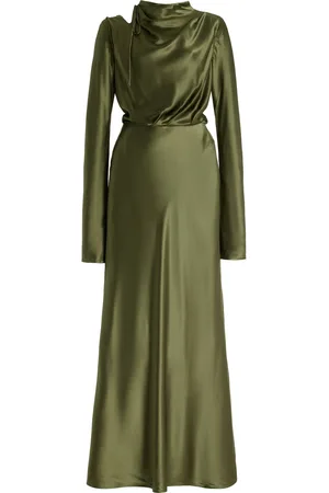RACHEL GILBERT Lucien Draped Silk Maxi Dress, , 0