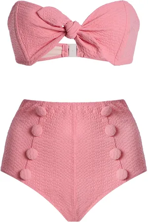 Lisa Marie Fernandez Poppy Bandeau High-Waisted Bikini Set, , XS