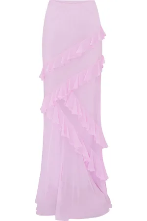 LOVESHACKFANCY Mitnessa Ruffled Rayon Maxi Skirt, , M
