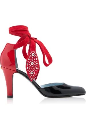 VALENTINO GARAVANI Studded Tie-Detailed Patent Leather Pumps, , IT 36