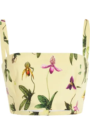 Oscar de la Renta Cropped Cotton Poplin Tank Top, , US 8