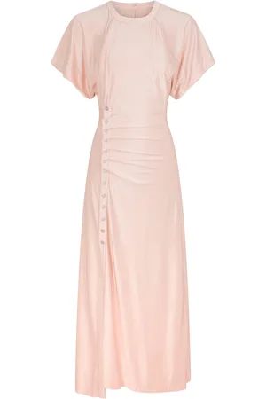Paco rabanne Gathered Satin Jersey Midi Dress, , FR 34