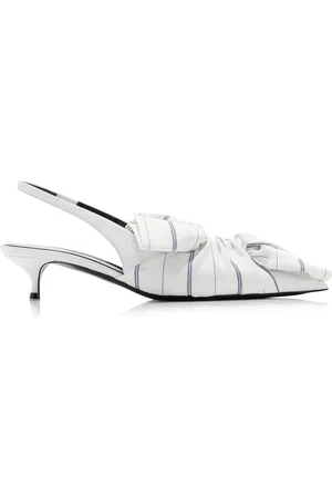 Balenciaga Chemise Tie-Detailed Leather Slingback Pumps, , IT 36
