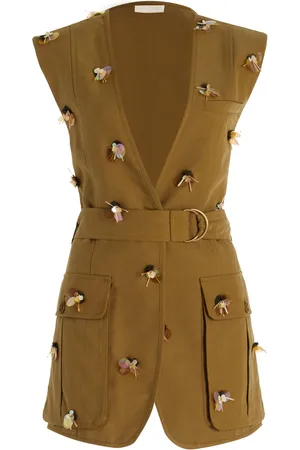 ULLA JOHNSON Twyla Embellished Cotton-Blend Utility Vest, , S