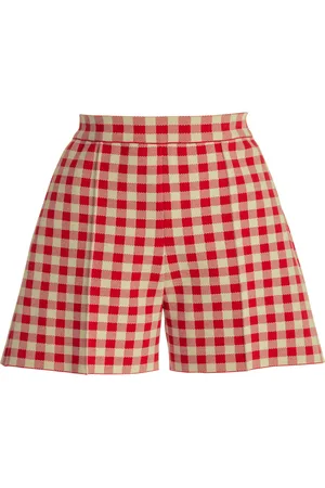 High Exclusive Savannah Gingham Cotton-Blend Knit Shorts, , M