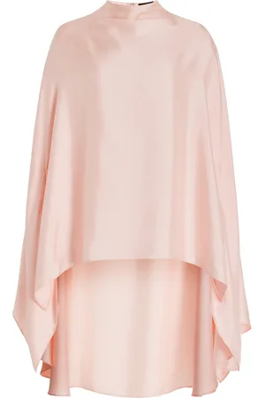 LAPOINTE Oversized Silk-Twill Cape, , L