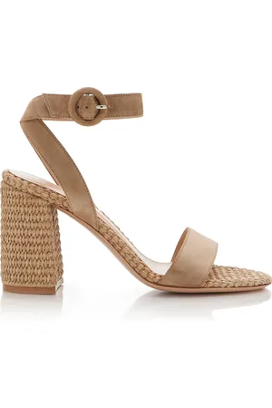 Gianvito Rossi Suede and Raffia Sandals, , IT 36