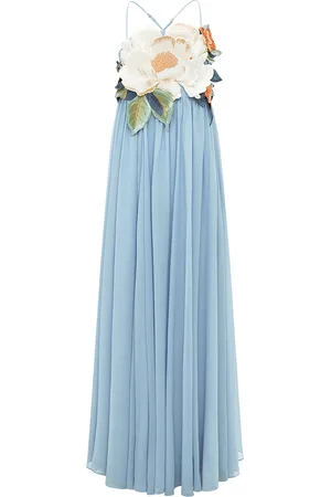 LEO LIN Agnes Floral-Appliquéd Georgette Maxi Dress, , AU 10
