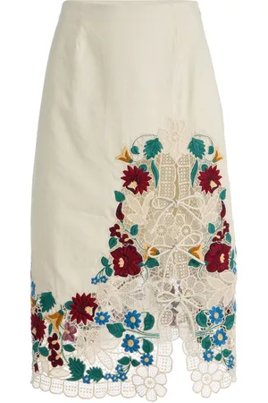 SEA Katharine Embroidered Cotton Midi Skirt, , US 6