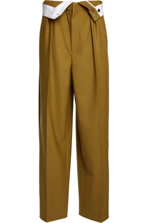 Victoria Beckham Double-Waistband Wool Wide-Leg Pants, , UK 8