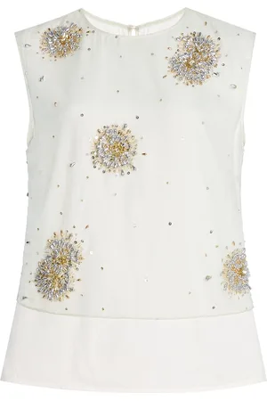 WALES BONNER Triumph Embroidered Silk-Organza Shirt, , IT 42