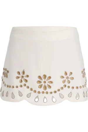 ALEXIS Etra Crystal-Embellished Cutout Stretch-Crepe Mini Skirt, , L