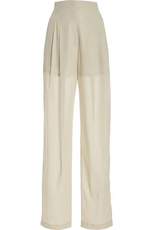 Serafini Pleated Wool-Blend Wide-Leg Pants, , IT 40
