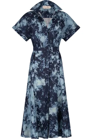 Silvia Tcherassi Noor Printed Linen Midi Dress, , XXS