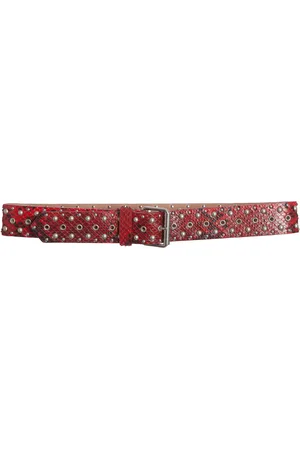 DRIES VAN NOTEN Python-Effect Leather Studded Belt, , 75 cm