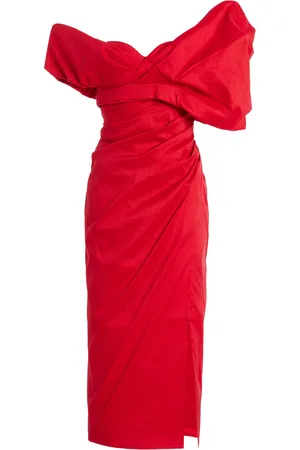 RACHEL GILBERT Gia Gathered Midi Dress, , US 2