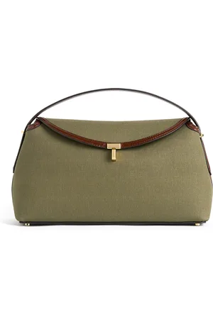 Totême T-Lock Leather-Trimmed Canvas Top Handle Bag, , OS