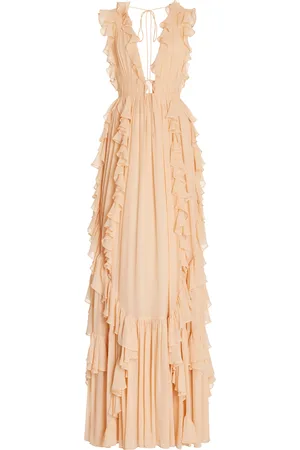 ULLA JOHNSON Florella Ruffled Silk Gown, , US 6