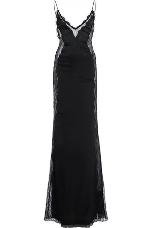 Ilkyaz Ozel Sofia Lace-Trimmed Satin Maxi Dress, , FR 36