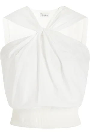 Simkhai Wynonna Gathered Knit-Poplin Combo Top, , S